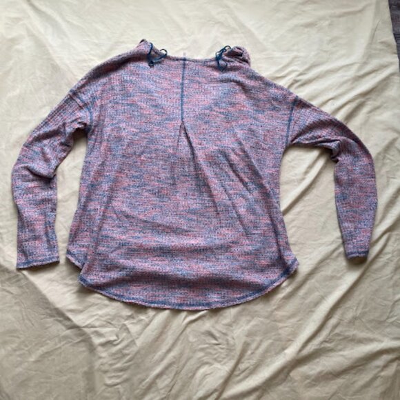 Free People | Waffle Knit Long Sleeve Top | Pink/Blue | Size M | Used - Picture 2 of 3